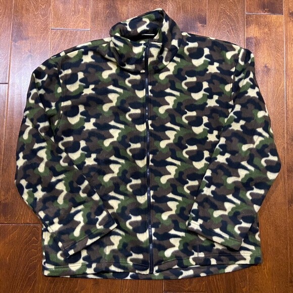 US Military Duck Camo Full Zip Combat Polyester Fleece Sweater Men's Size XL - Picture 3 of 7